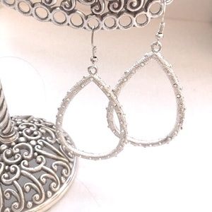 Silver and crystal teardrop earring